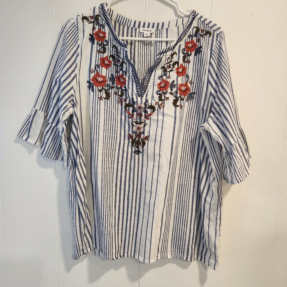 Westport Boho style Embroidered Tunic Size XL